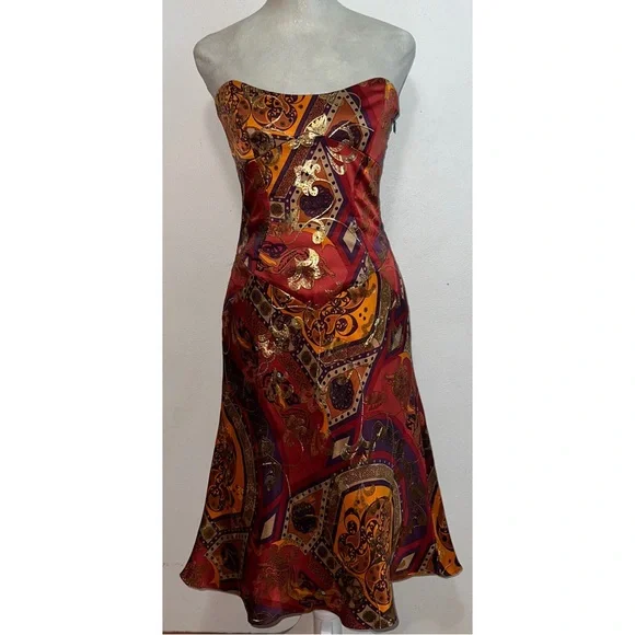 Y2K Nicole Miller Collection Silk Blend Strapless Dress - Picture 8 of 11